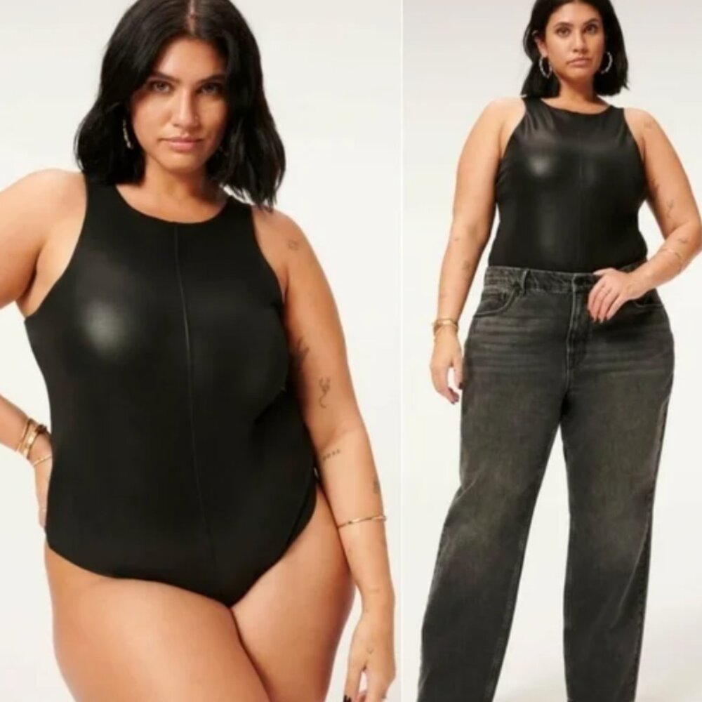 Good American - Better Than Leather Sleeveless High Neck Body Black Size 5 (2XL)